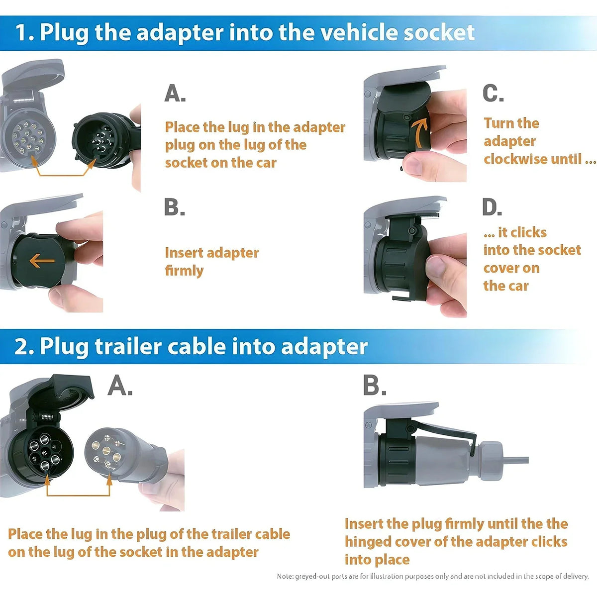 13 Pin to 7 Pin Trailer Adapter | 12V Waterproof Towbar Plug