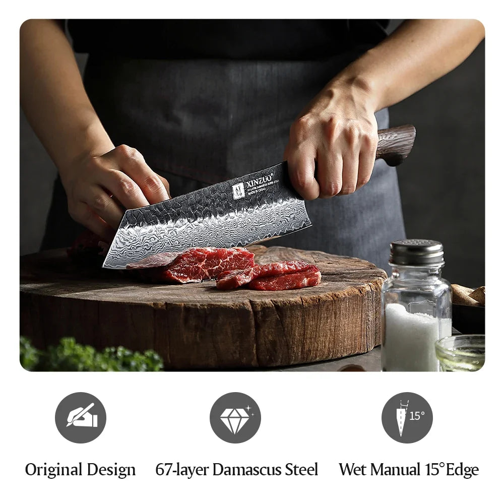 XINZUO 8.31" Bunka Knife – 67-Layer Damascus Steel Chef Knife