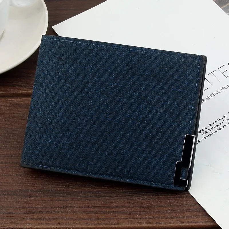 Slim Denim Cowhide Bifold Wallet – Unisex Card & Coin Purse