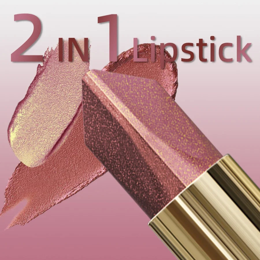 KAFURUX Glitter Two-Tone Metallic Lipstick | Matte Pearlescent
