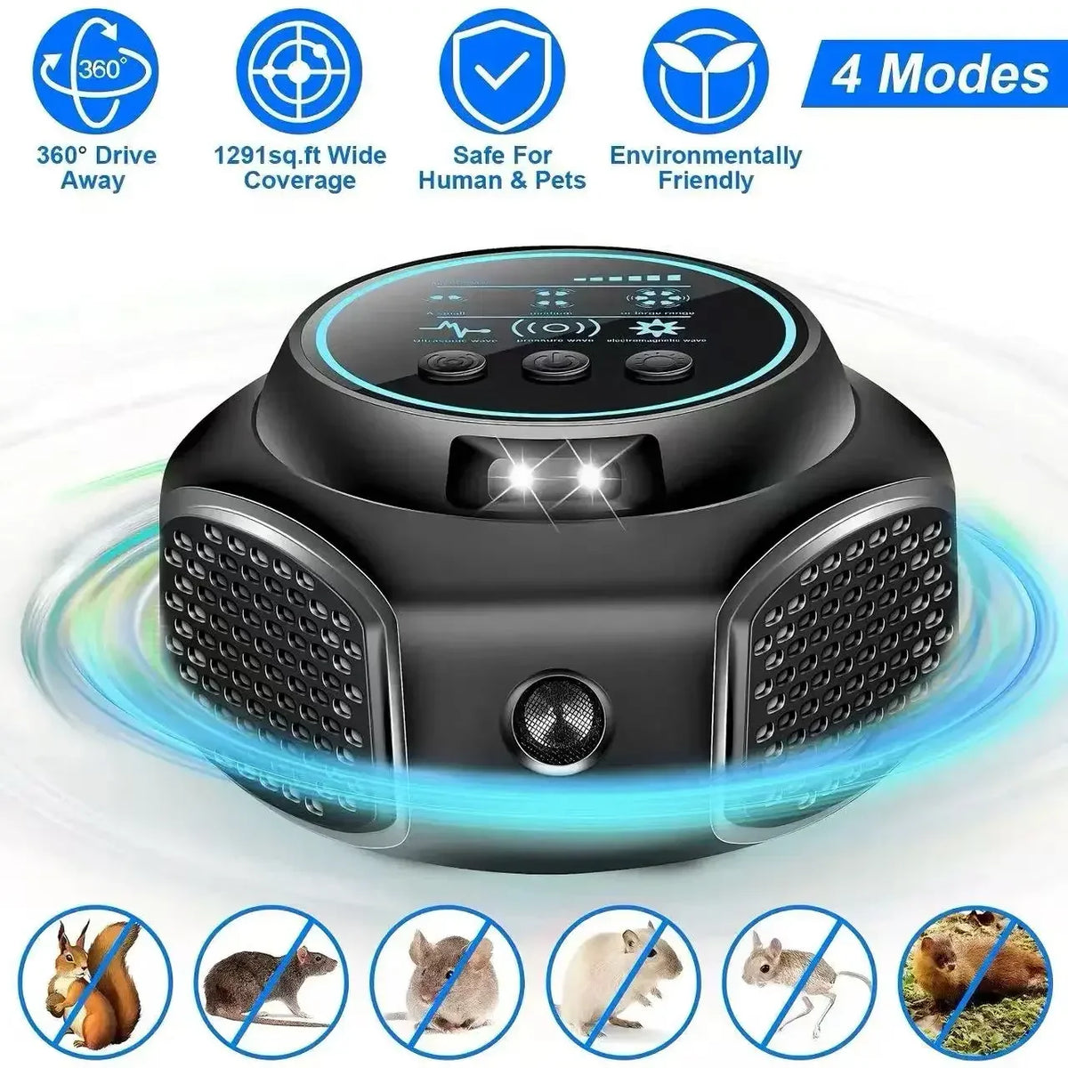 3-in-1 Ultrasonic Pest Repeller | Indoor Rodent & Bug Control