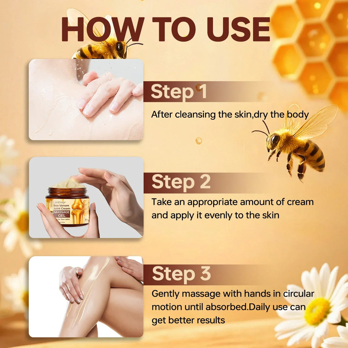 Bee Venom Massage Gel – Moisturizing Joint Body Skin Care 120g