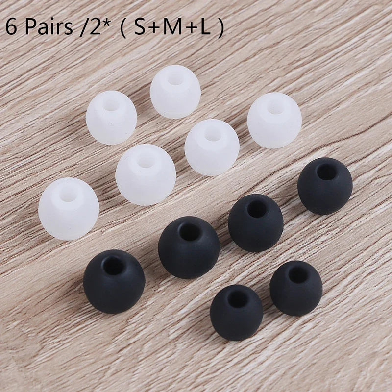 6 Pairs Silicone Earbud Tips S/M/L – Universal Replacement Set