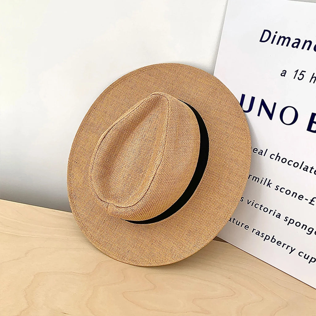 Unisex Wide Brim Paper Straw Panama Hat | Beach Sun Hat