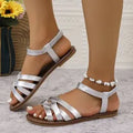 Women's Flat Roman Sandals – Casual Slip-On Beach Shoes