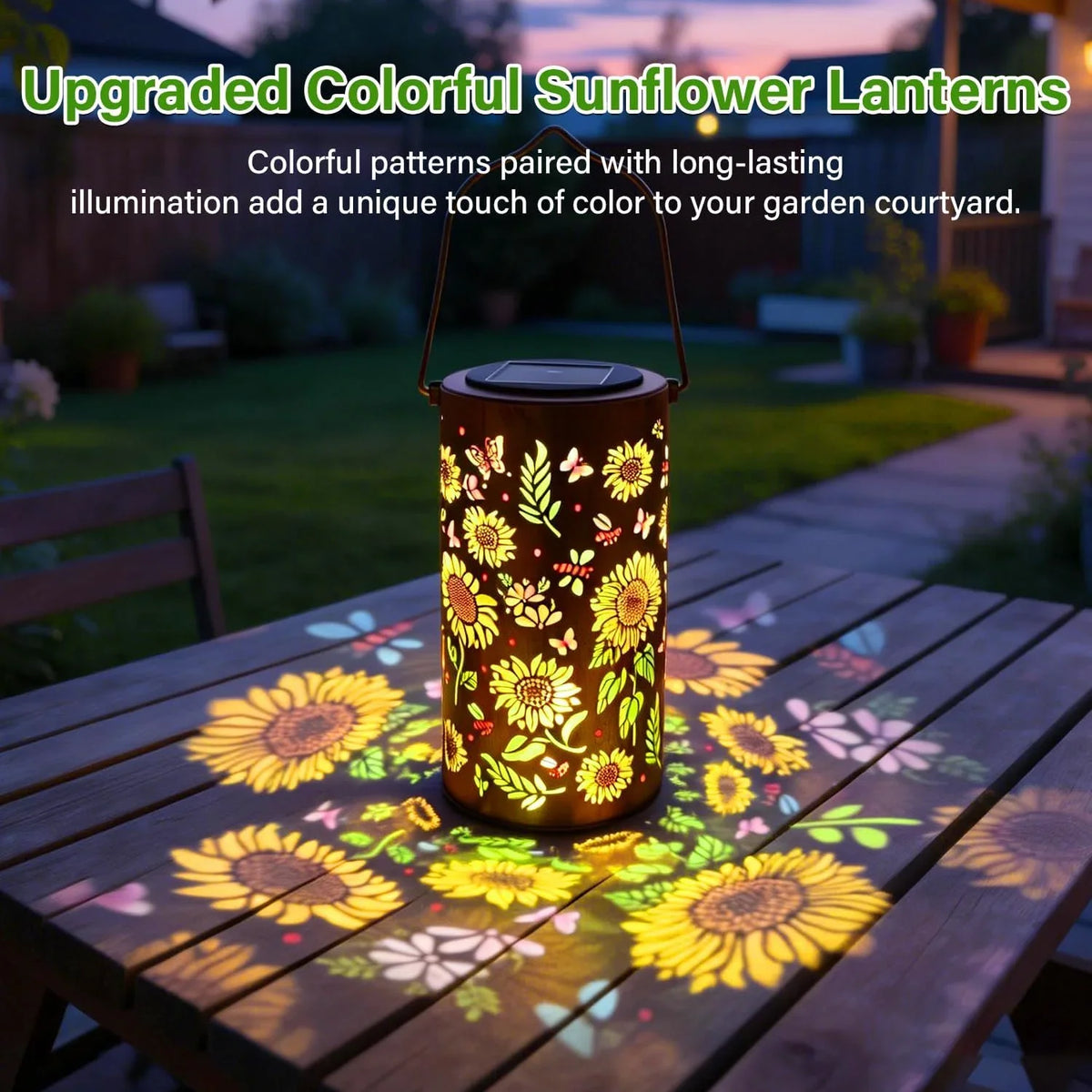Solar Hanging Garden Light – Hollow Iron Art LED Projection Lamp
