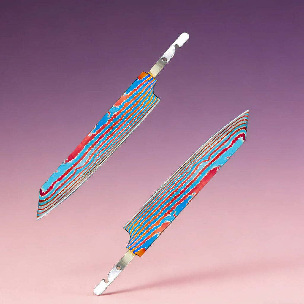 Kiritsuke Chef Knife Blade Set – Titanium Damascus Steel DIY