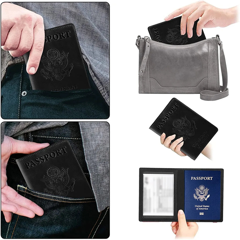 Leather Passport Holder Wallet – Unisex Travel Card Cover