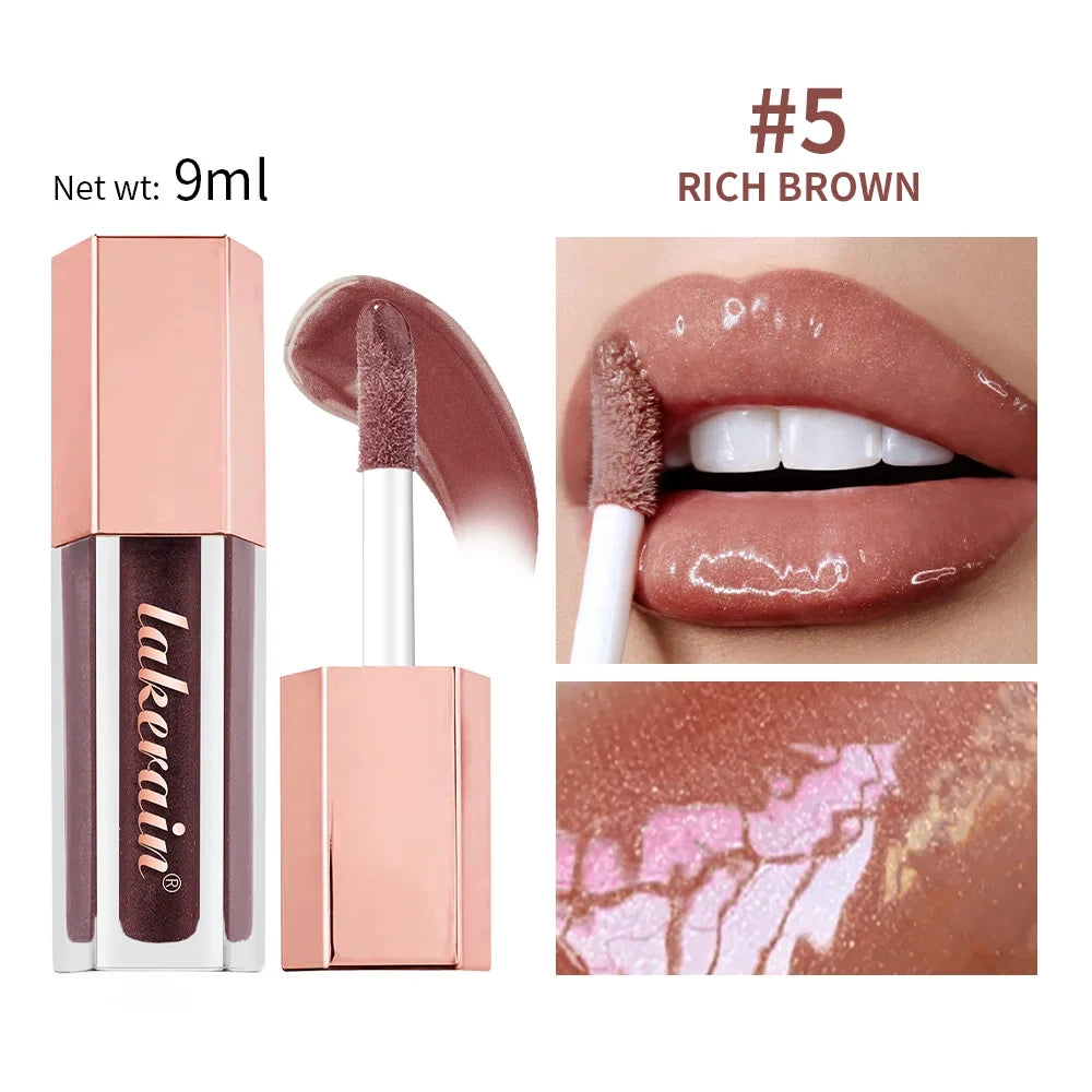 8-Color Glitter Lip Gloss – Shimmer & Hydrating Lip Oil Glaze
