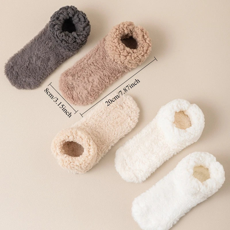 Women's Plush Coral Velvet Socks | Warm Fuzzy Home Socks 3pc