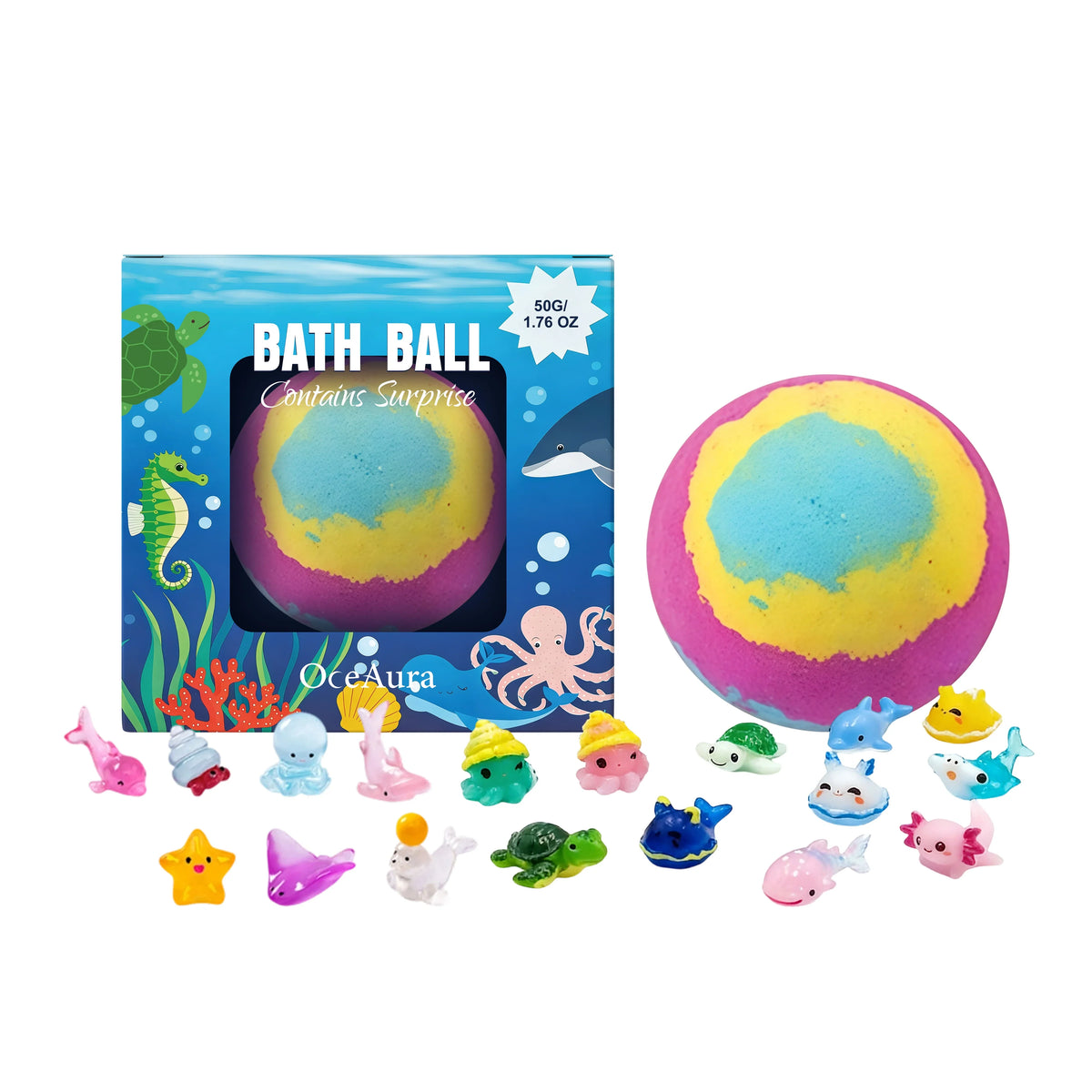 OceAura Kids Surprise Ocean Toy Bath Bomb – Fizzy & Fun Gift