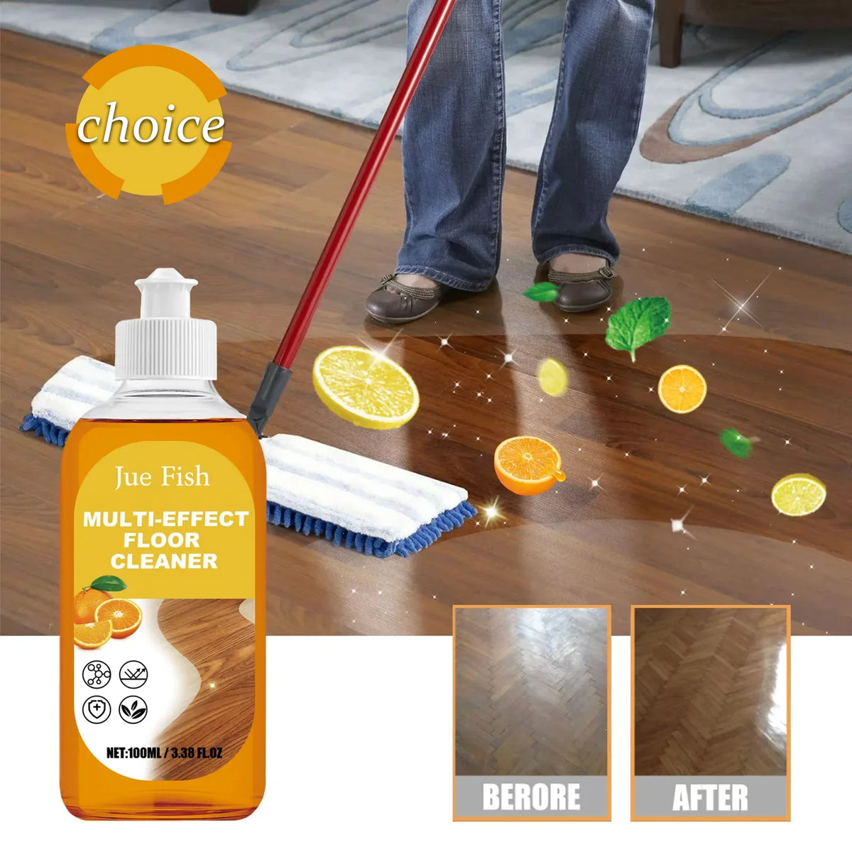 Jue-Fish Wood Floor Cleaner | Tile Polish & Brightener 100ml