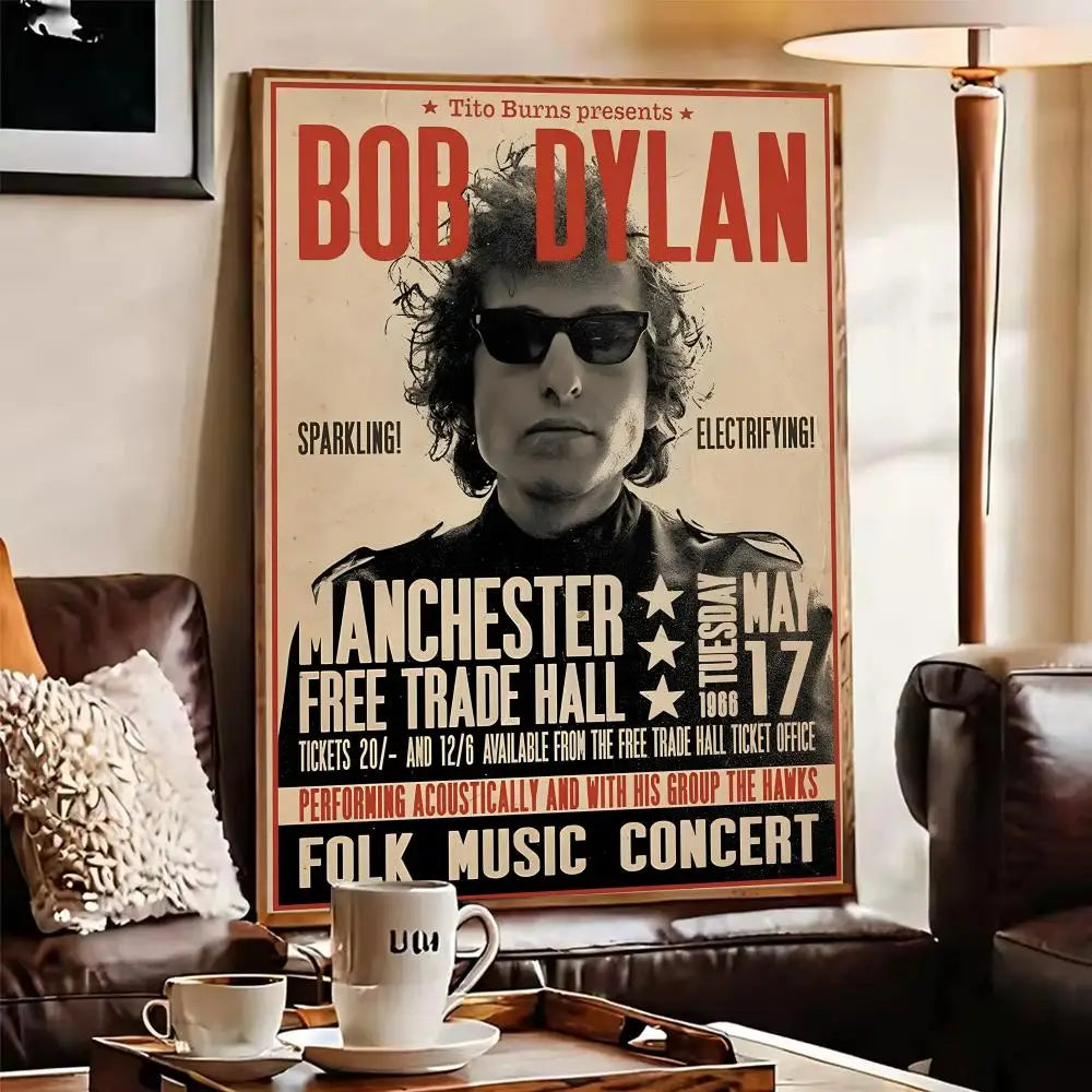 Bob Dylan Canvas Wall Art – Vintage Abstract Unframed Poster