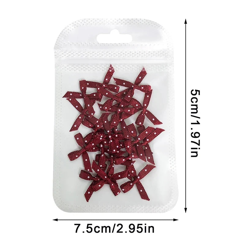 20Pcs Fabric Bow Nail Art Charms – Wave Dot DIY Decor