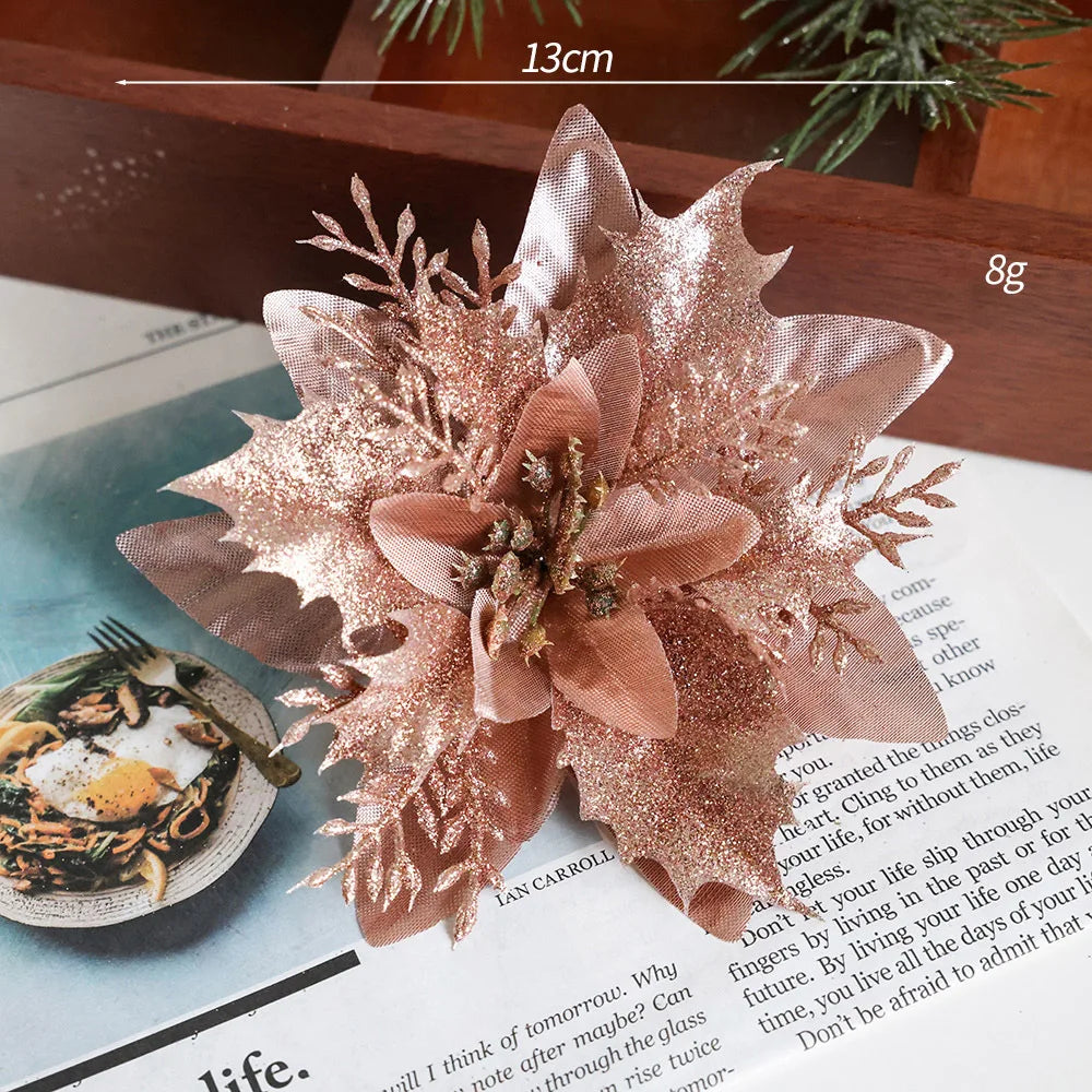 Artificial Allium Flowers Flocked Fabric Powdered Christmas