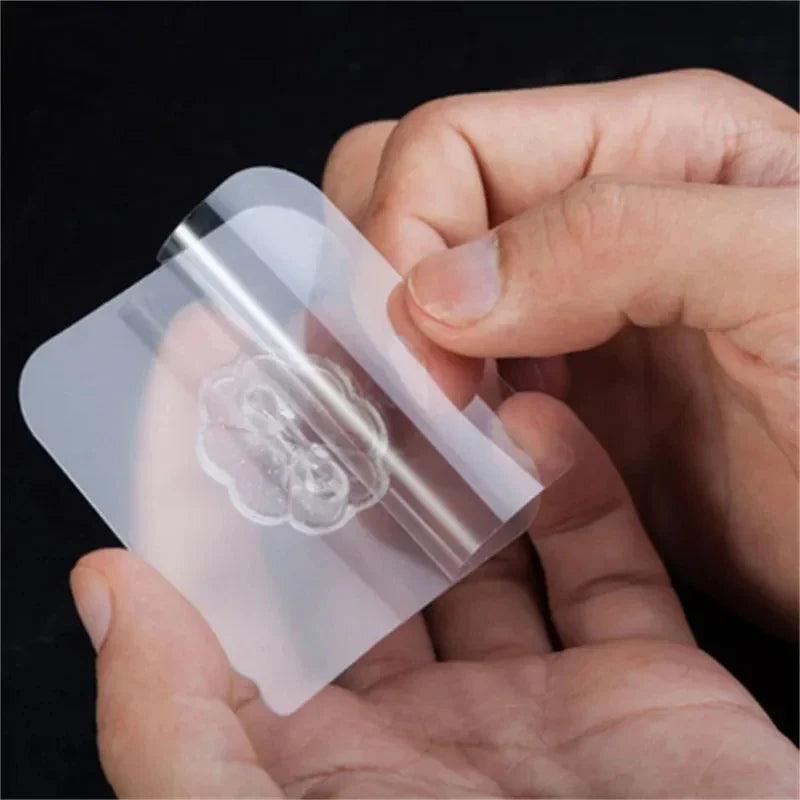 10-Pack Clear Self-Adhesive Wall Hooks | Stainless Steel