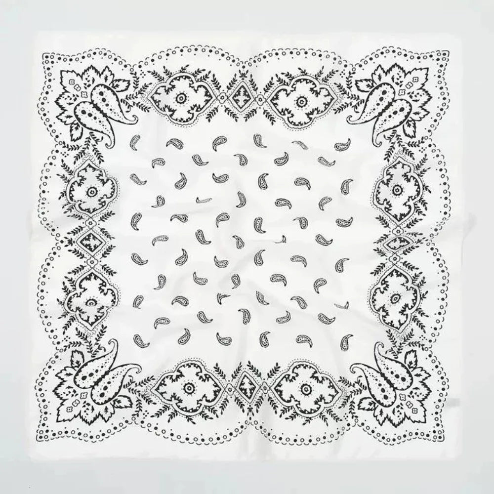 Y2K Cashew Flower Print Square Scarf – Hair Headband Accessory