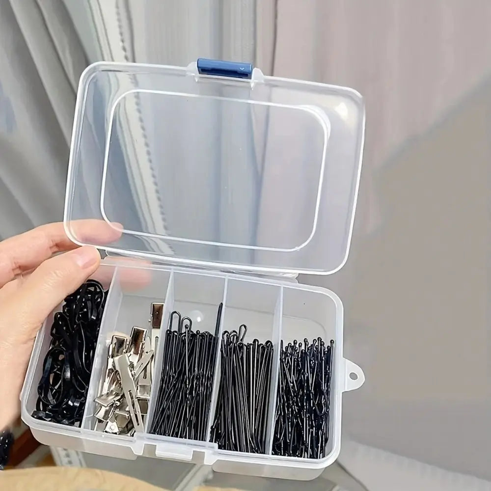 2-Pack Clear Hair Clip & Jewelry Storage Box with Dust-Proof Lid