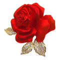 Red Rose Brooch Pin – Elegant Metal Alloy Floral Lapel Pin