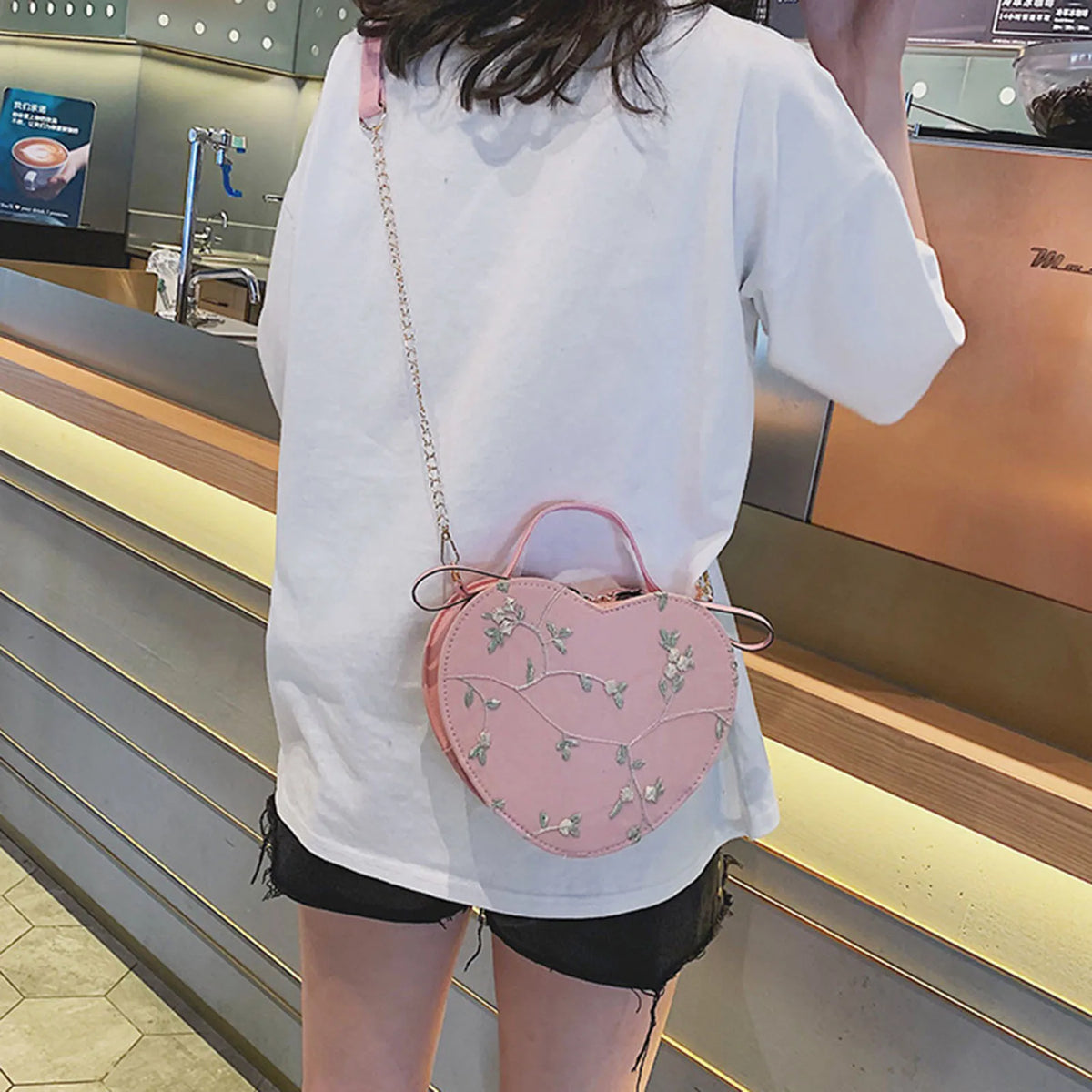 Women's Lace Heart Crossbody Bag | PU Leather Shoulder Purse