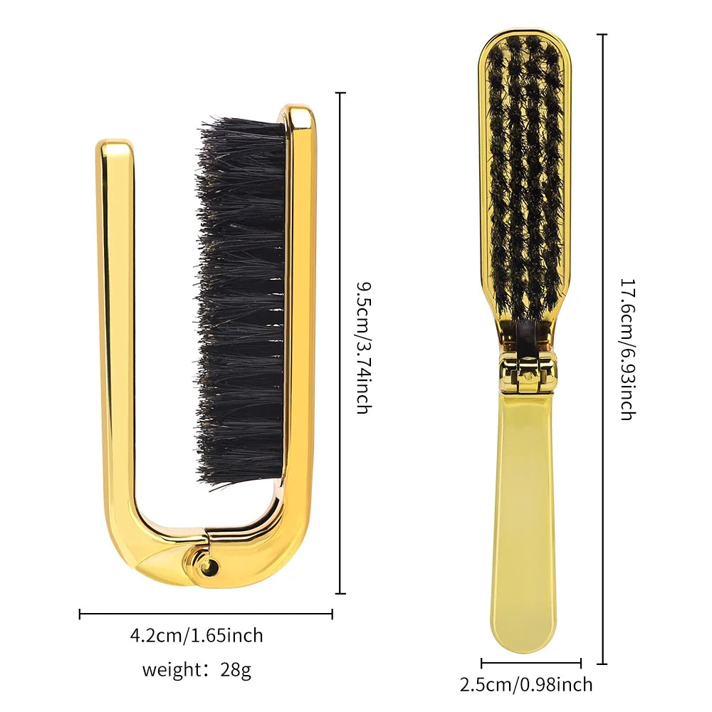 Folding Anti-Static Hair Brush & Beard Comb – Portable Styler