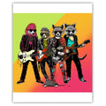 Cartoon Animal Band Canvas Wall Art | Western Style Decor
