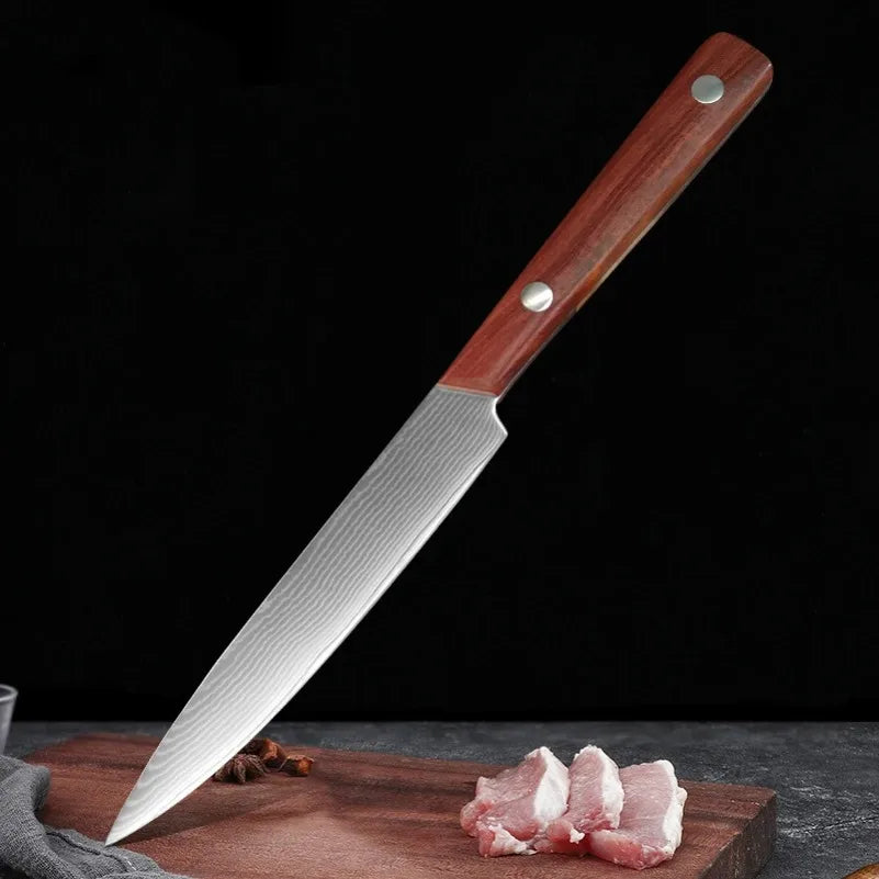 InLeung Damascus Steel Chef Knife – Sharp Wood Handle Kitchen Blade