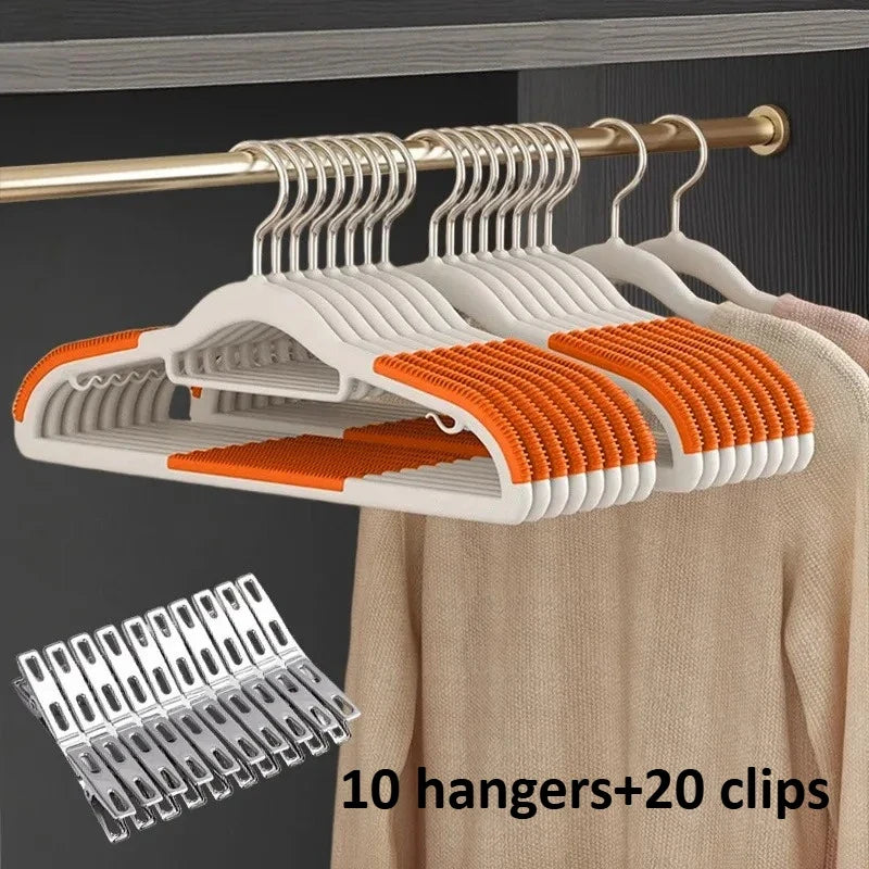 10 Velvet Hangers 20 Clips Heavy-duty Anti Slip Hanger Wardrobe