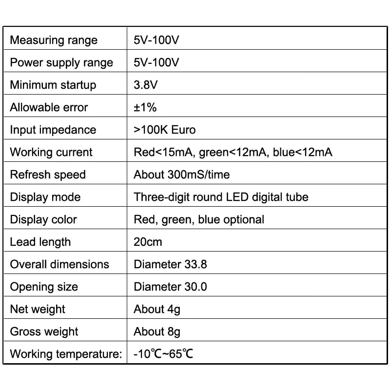 Waterproof DC 4-100V LED Digital Voltmeter – Vehicle Battery Monitor
