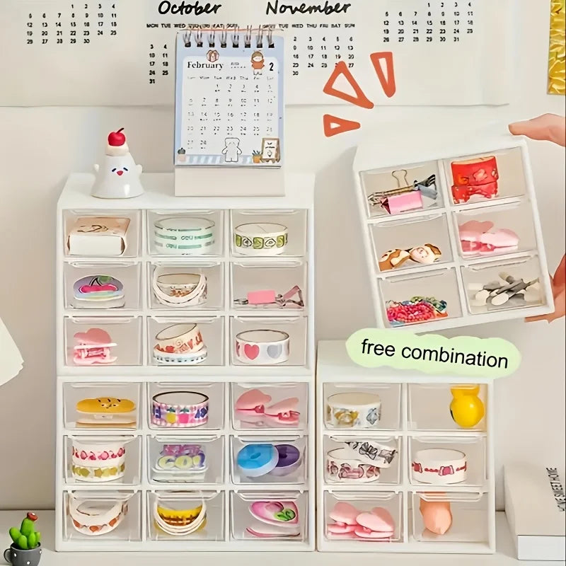 Dustproof Multi-grid Desktop Drawer Organizer Portable Storage Box