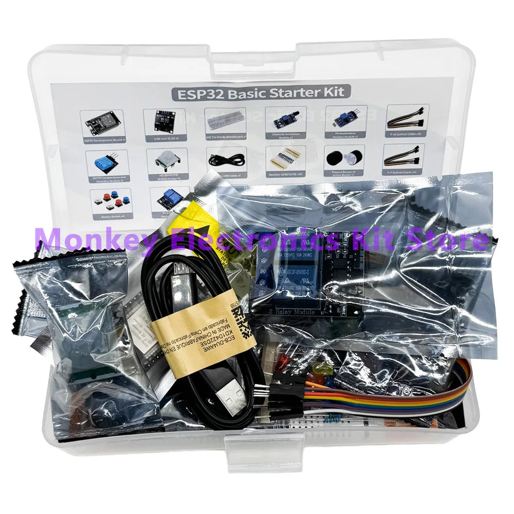 ESP32 WiFi Starter Kit – OLED, Relay, Sensors & Breadboard