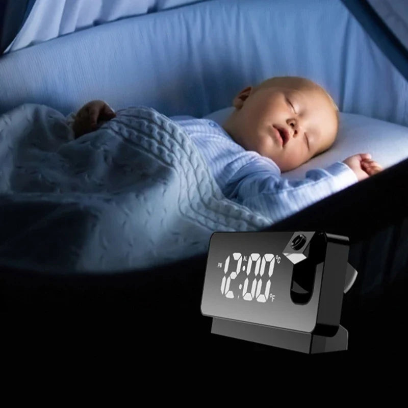 LED Digital Projection Alarm Clock | Silent Bedside Desk Clock