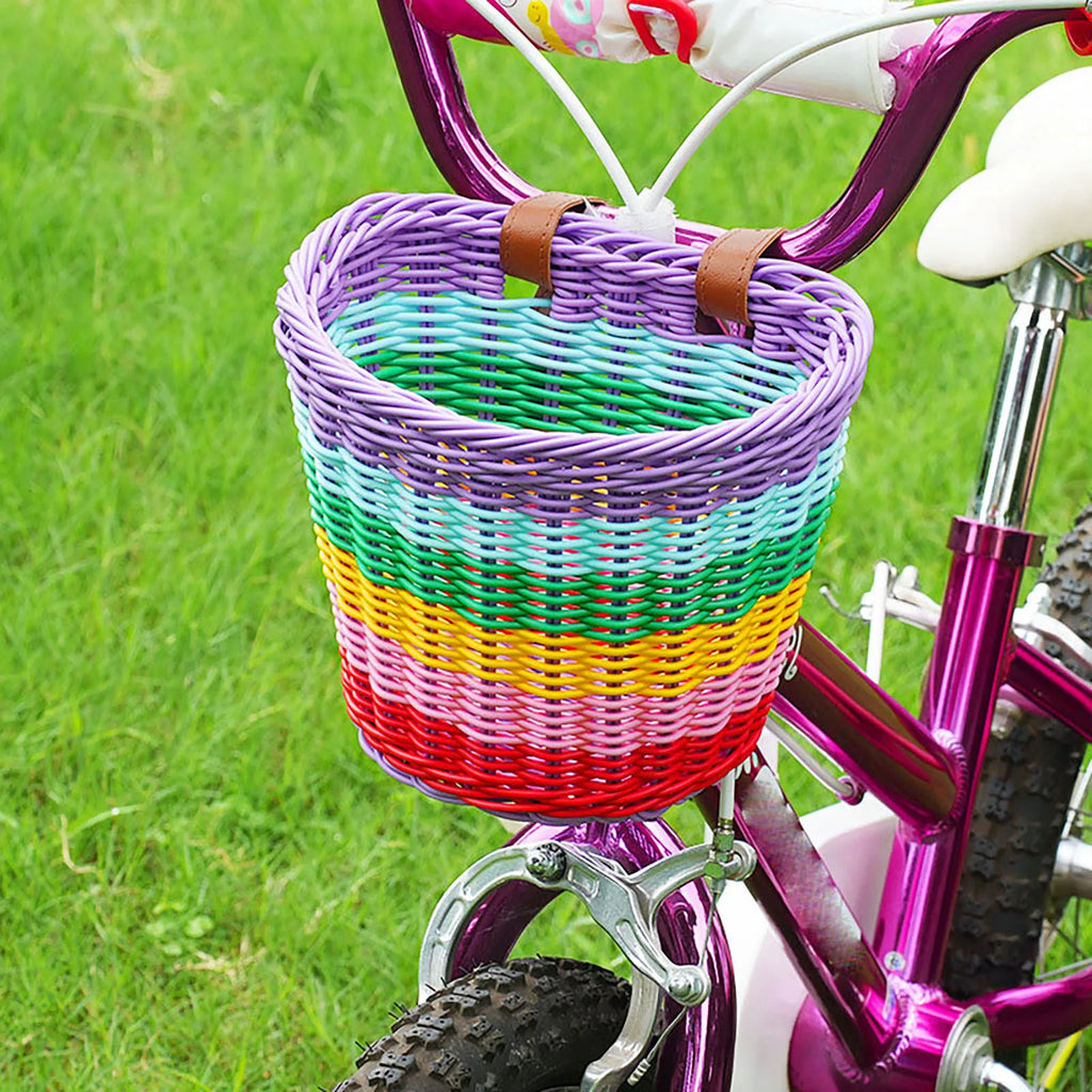 Kids Rainbow Front Handlebar Bike Basket – Vintage Woven Style