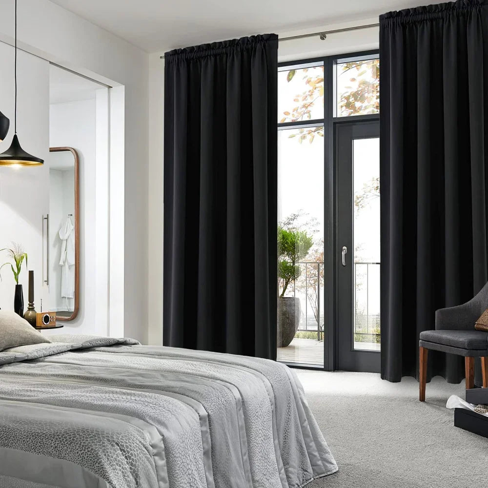 1 Panel Blackout Curtains Black Drapes Light Reducing Thermal