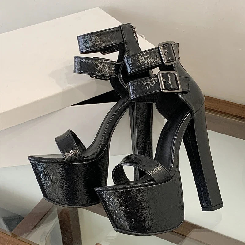 Eilyken Women Platform Sandals Square High Heel Open Toe