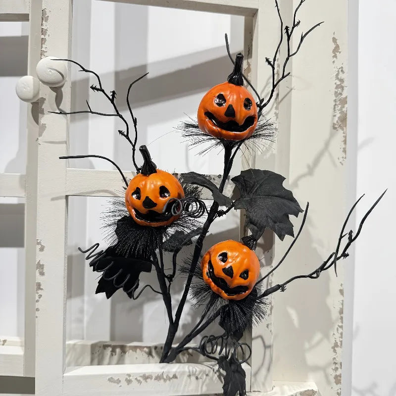 Halloween Artificial Pumpkin Bouquet – Spooky Plastic Decor