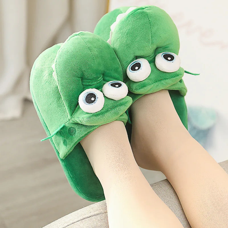 Crocodile Plush Slippers – Funny Moving Mouth Non-Slip Winter