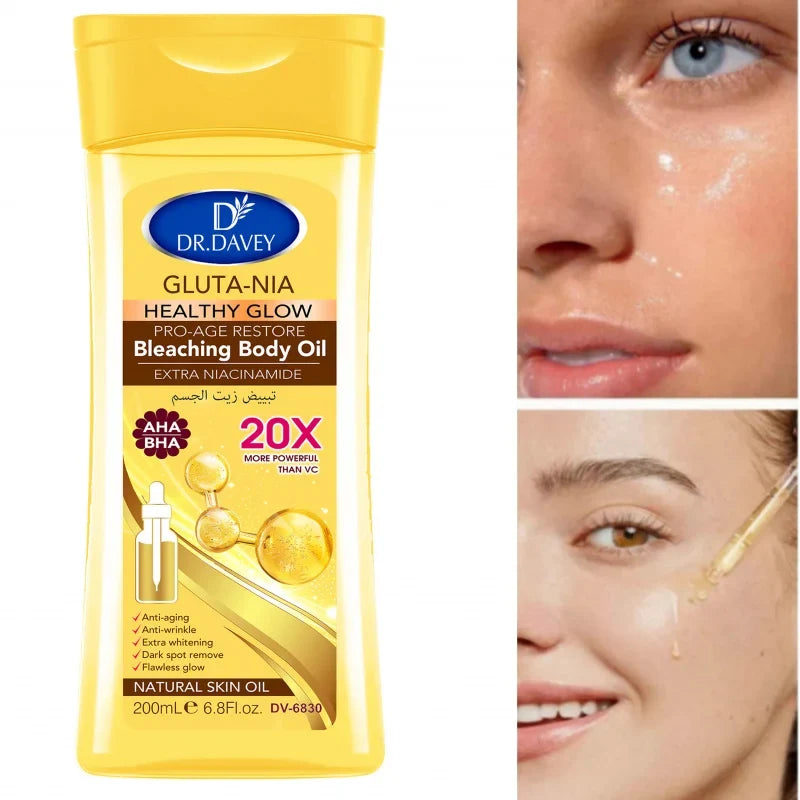 DR DAVEY GLUTA NIA Body Oil Skin Care Moisturizes Nourishes Large