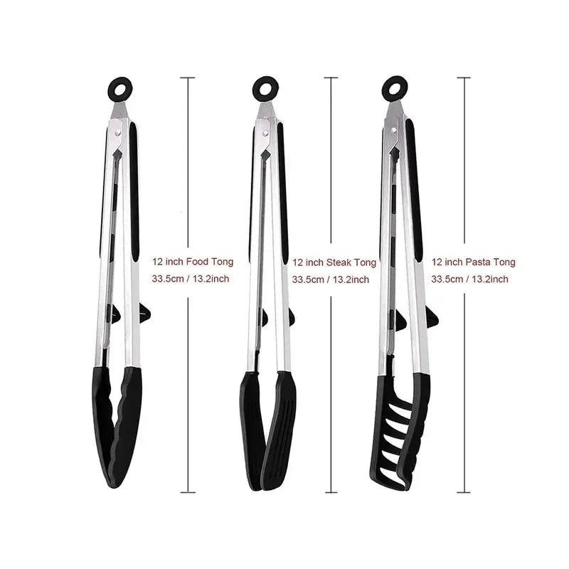 Silicone Kitchen Tongs – Non-Stick BBQ, Salad & Pasta Tongs