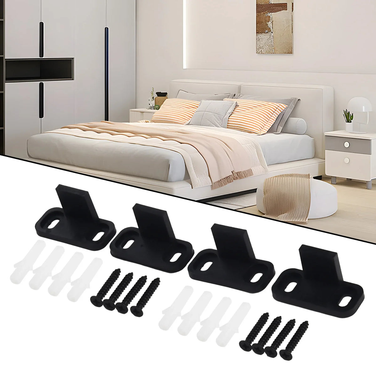 4-Pack Barn Door Anti-Swing Floor Guide Stoppers | Adjustable