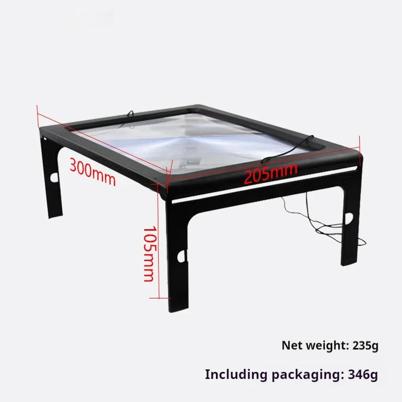 A4 Full Page Foldable Desktop Magnifier with LED Lights
