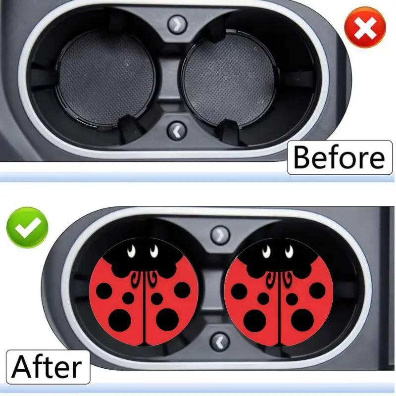 Ladybug Silicone Car Cup Coasters – Non-Slip Set of 2
