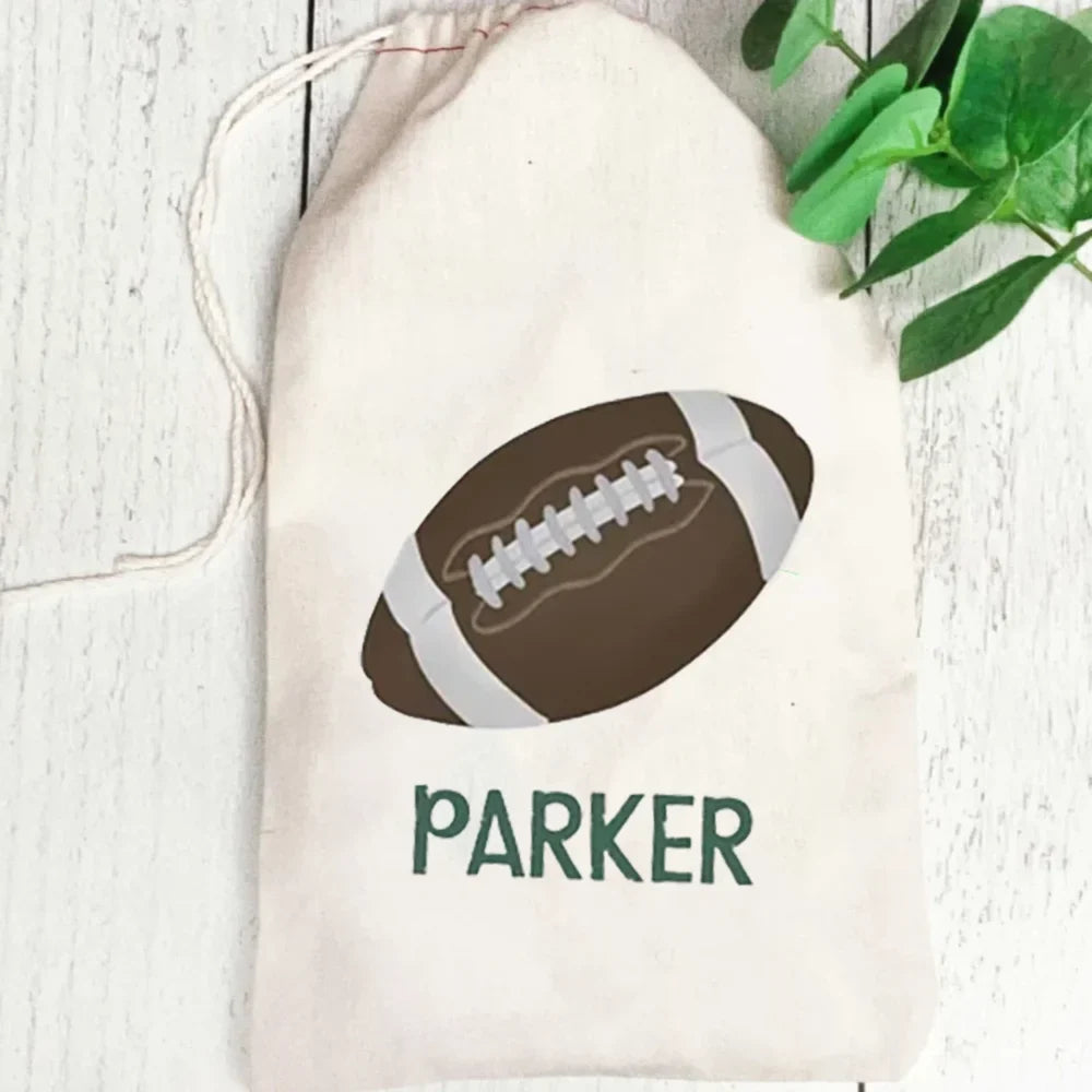 Personalized Football Party Favor Drawstring Bags for Boys