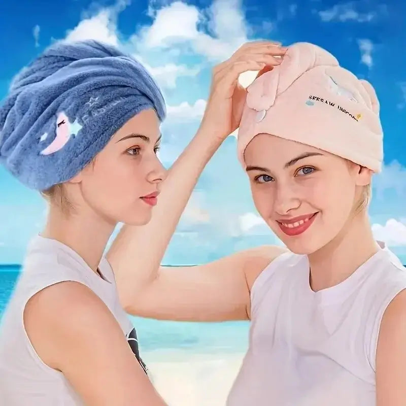Quick-Dry Microfiber Hair Towel Wrap Bonnet | Women & Girls