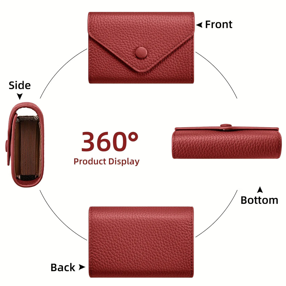 BANYANU Retro Top Grain Leather Mini Wallet – 12 Card Slots