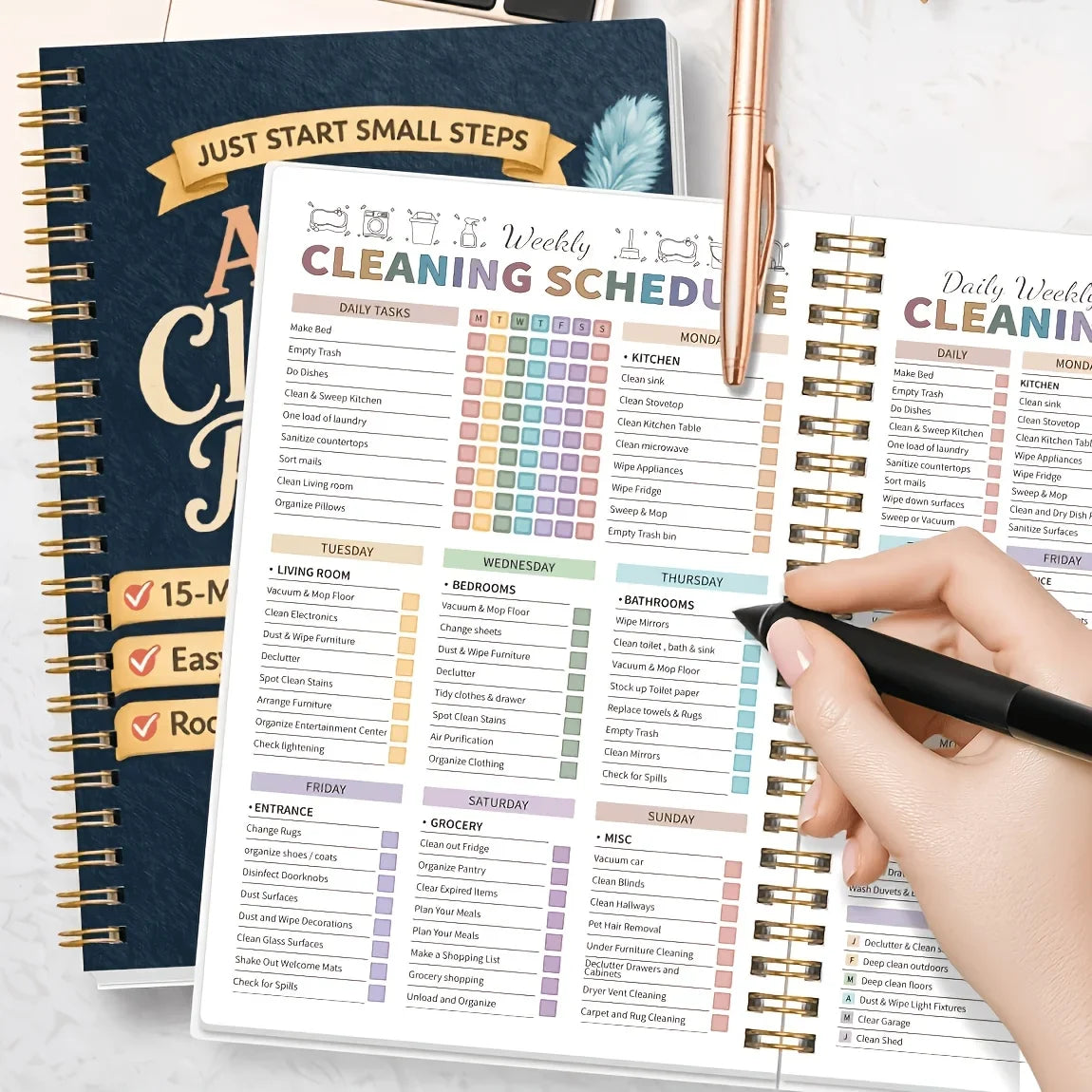 Spiral-Bound Cleaning Planner – Color-Coded Home & Office Schedule