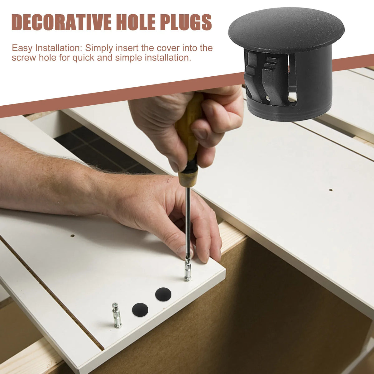 Plastic Screw Hole Plugs Diameter Cover Caps Furniture Cabinets