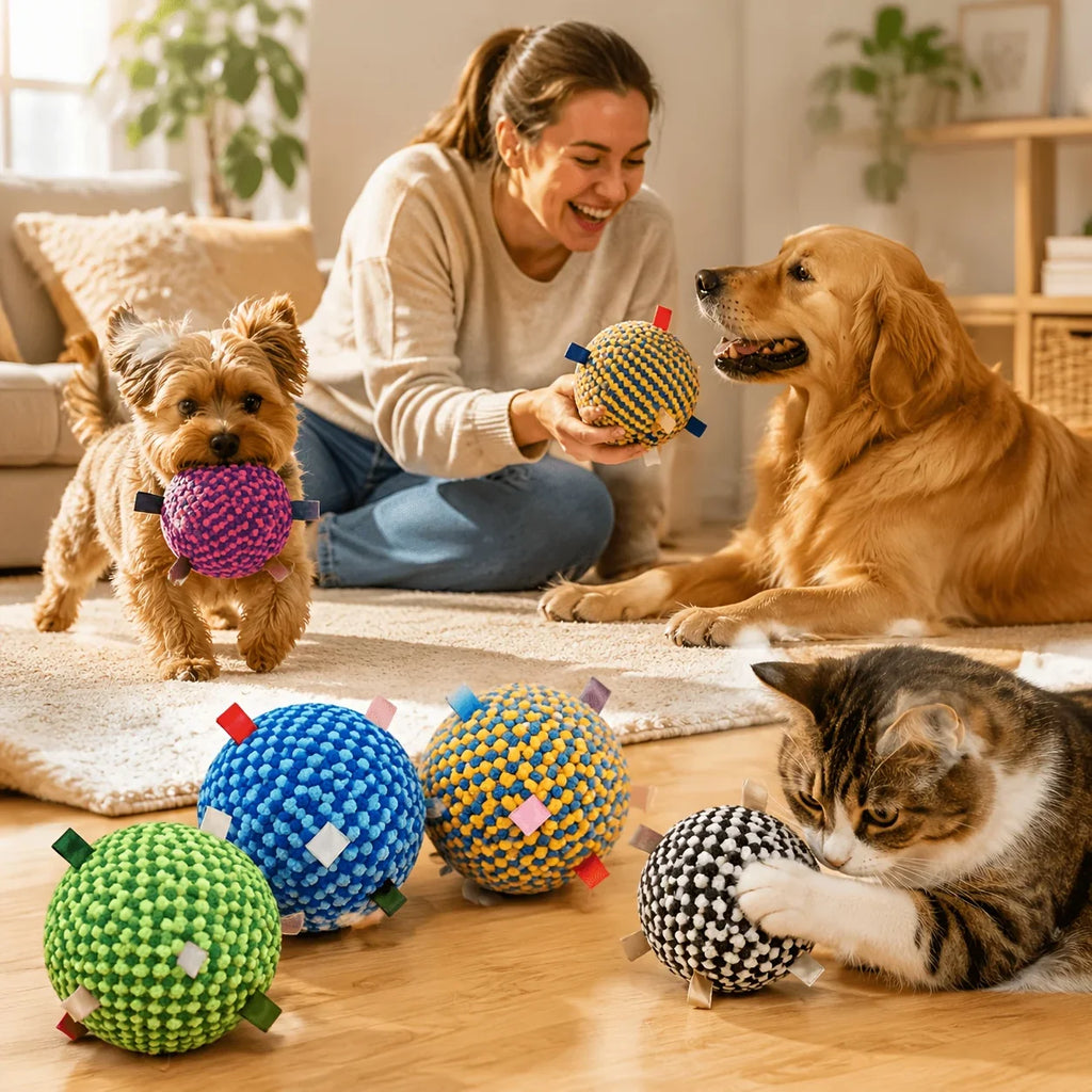 Dog Training Soft Bell Ball – Bite-Resistant Tug & Fetch Toy
