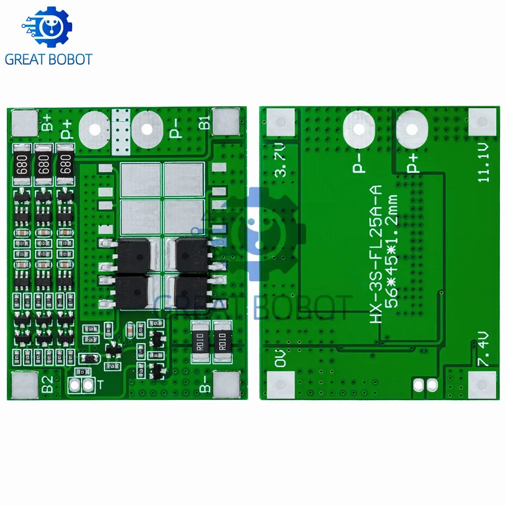 3S 18650 Lithium Battery BMS Protection Board 12.6V 15A