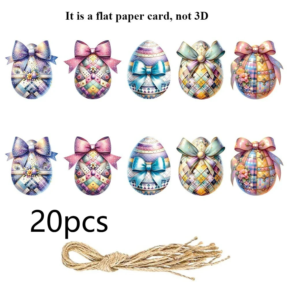 Multicolor Bow & Plaid Paper Ornaments with Rope – 10 Pack